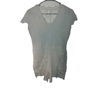 *CLEARANCE* White Crochet Pattern Romper